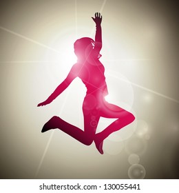 Vector Illustration of an Abstract Jumping Girl