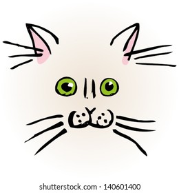 Vector illustration of abstract kitten / cat drawing.