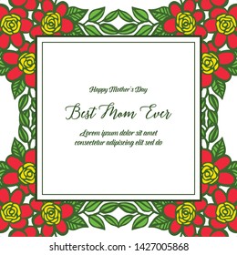 Vector illustration abstract leaf flower frame with card of best mom