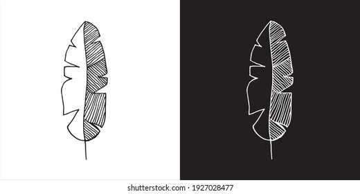 Vector Illustration of Abstract Leaf Line Art Design in Black and White Background