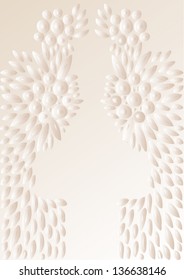 Vector illustration of abstract leaf nature pastel pink background / texture.
