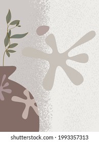 Vector illustration abstract leaves, boho botanical art for wall decoration, postcard or fashion design.