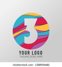 vector Illustration, Abstract letter 3, Colorfull Design.
