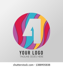 vector Illustration, Abstract letter 4, Colorfull Design.