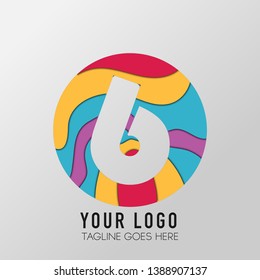 vector Illustration, Abstract letter 6, Colorfull Design.