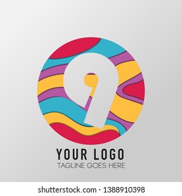 vector Illustration, Abstract letter 9, Colorfull Design.