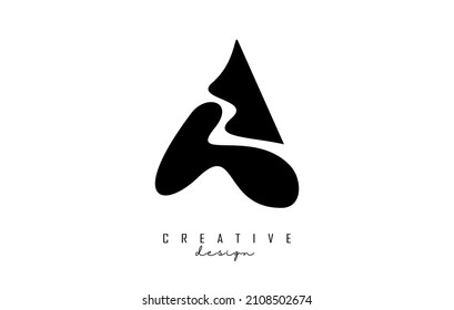 Vector illustration of abstract letter A, concept design for company logo, badge, label, web. Letter A logo with creative cut and shape.