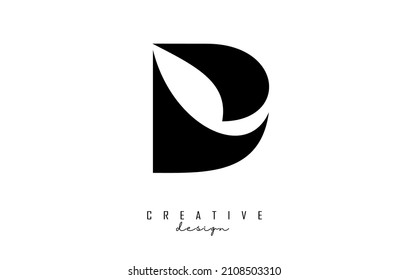 Vector illustration of abstract letter D, concept design for company logo, badge, label, web. Letter D logo with creative cut and shape.