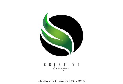Vector illustration of abstract letter O with leaf, eco, natural design. Letter O logo with creative cut and shape.