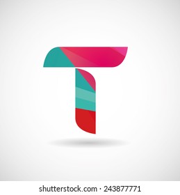 Vector illustration of abstract letter T , concept design for the office of creative media groups, logo, badge, label, web