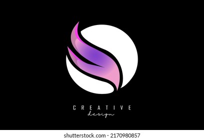 Vector illustration of abstract letter white O with pink leaf, eco, natural design. Letter O logo with creative cut and shape.