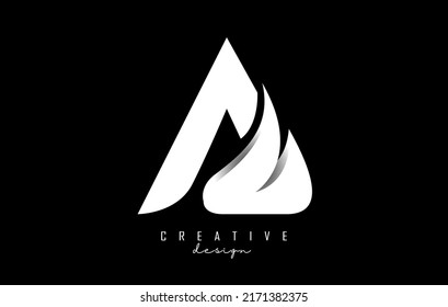 Vector illustration of abstract letter A with white leaf, eco, natural design. Letter A logo with creative cut and shape.
