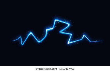 Vector Illustration of Abstract Lightning on Black Background. Blitz Lightning Thunder Light Sparks Storm Flash Thunderstorm. Power Energy Charge Thunder Shock