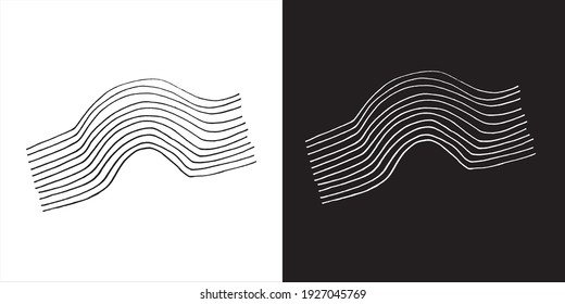 Vector Illustration of Abstract Line Art Design in Black and White Background