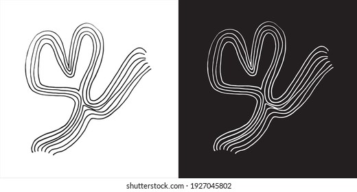 Ilustración vectorial del diseño de arte de líneas abstractas en fondo blanco y negro