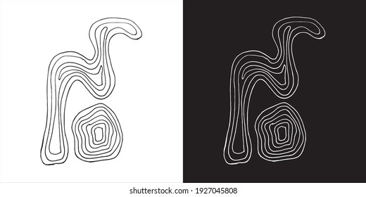 Vector Illustration of Abstract Line Art Design in Black and White Background