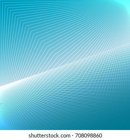 Vector illustration of abstract line pattern in light blue colors with glow effect. Scientific background. 