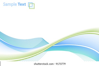 Vector illustration of abstract lined art on a blank white background with template logo or ad message in the corner. Clean. Wallpaper horizontal
