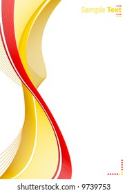 Vector illustration of abstract lined art on a blank white background with template logo or ad message in the corner. Clean. Vertical.