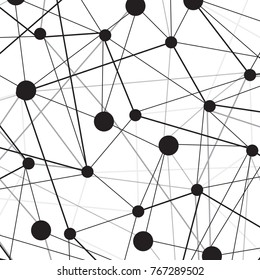 Vector illustration of abstract lines and dots of global connection links in black and white