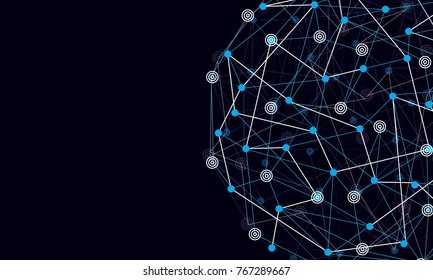 Vector illustration of abstract lines and dots of global connection links