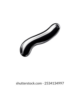 Vector illustration of abstract liquid chrome shape in Y2K style. Element with metallic liquid structure on isolated white background. Retro futuristic style.
