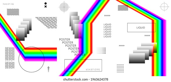 Vector illustration. Abstract liquid colorful shapes collection isolated on white geometric background. Modern art. Design elements for poster, book cover, brochure, magazine, flyer, booklet, layout