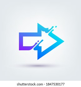 Vector illustration, abstract liquid shape of an arrow, logo design