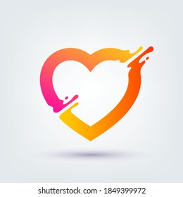 Vector illustration, abstract liquid shape of a heart symbol, logo design