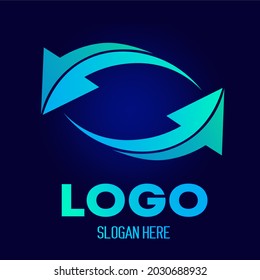 Vector illustration of abstract logo design for business on blue backgroud.