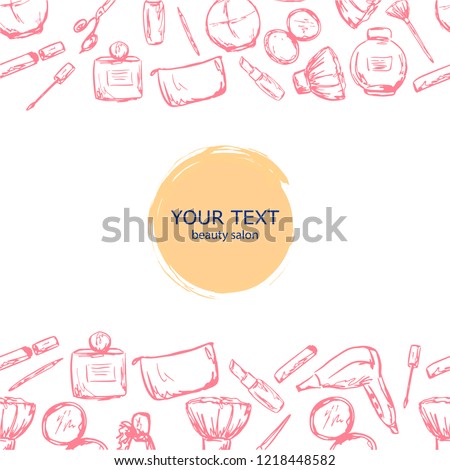 Vector illustration of abstract logo text place card banner for beauty salon, make-up salon, hair-salon.