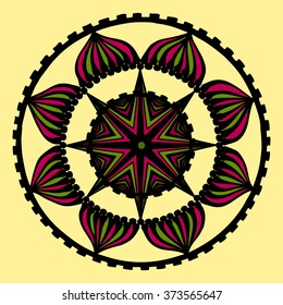 Vector illustration, abstract lotus flower, simple sketch suitable for print and pattern, tones in contrast, card concept.
