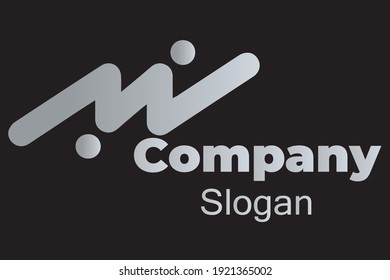 Ilustración vectorial de una plantilla de logotipo de letra M abstracta de la Compañía M con una forma circular en la parte superior e inferior que representa la cabeza humana. 6000x4000 píxeles perfectos.