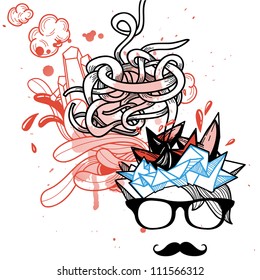 vector illustration of an abstract man with trendy mustache