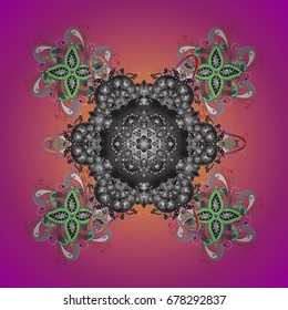 Vector illustration. Abstract mandala or Christmas doodle pattern with snowflakes, vector background.