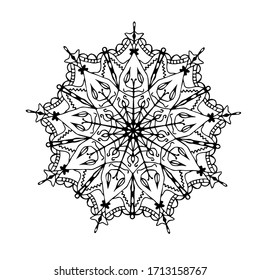 Vector illustration. Abstract mandala graphic design, decorative elements isolated on white color background for ancient geometric concepts.