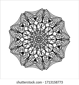 Vector illustration. Abstract mandala graphic design, decorative elements isolated on white color background for ancient geometric concepts.