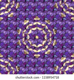 Vector illustration. Abstract Mandala on a violet, black and purple colors.