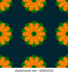 Vector illustration. Abstract Mandala on a blue background.