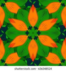 Vector illustration. Abstract Mandala on a blue background.