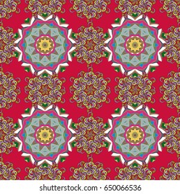 Vector illustration. Abstract Mandala on a colorfil background.