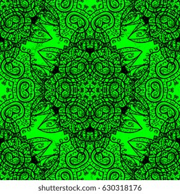 Vector illustration. Abstract Mandala. Oriental colored pattern on green background. Islam, Arabic, Indian, turkish, pakistan, chinese, ottoman motifs. Vintage decorative elements.