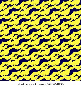 Vector illustration with abstract man's mustache on the color background. Hipster style. The art of a true gentleman. Mustache different sizes on a colored background. Perfect for textile design.