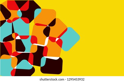Vector Illustration of abstract many color of squares on yellow background.