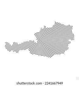 Vector Illustration of Abstract Map of Austria With Spiral Lines Isolated On Transparent background(PNG).