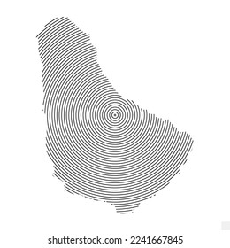 Vector Illustration of Abstract Map of Barbados With Spiral Lines Isolated On Transparent background(PNG).