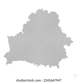 Vector Illustration of Abstract Map of Belarus With Spiral Lines Isolated On Transparent background(PNG).