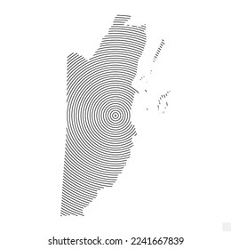 Vector Illustration of Abstract Map of Belize With Spiral Lines Isolated On Transparent background(PNG).