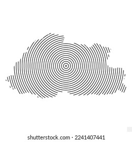 Vector Illustration of Abstract Map of Bhutan With Spiral Lines Isolated On Transparent background(PNG).