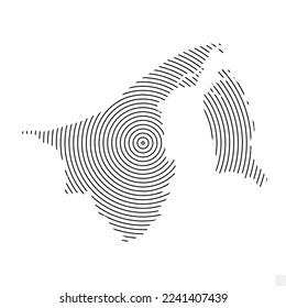 Vector Illustration of Abstract Map of Brunei With Spiral Lines Isolated On Transparent background(PNG).